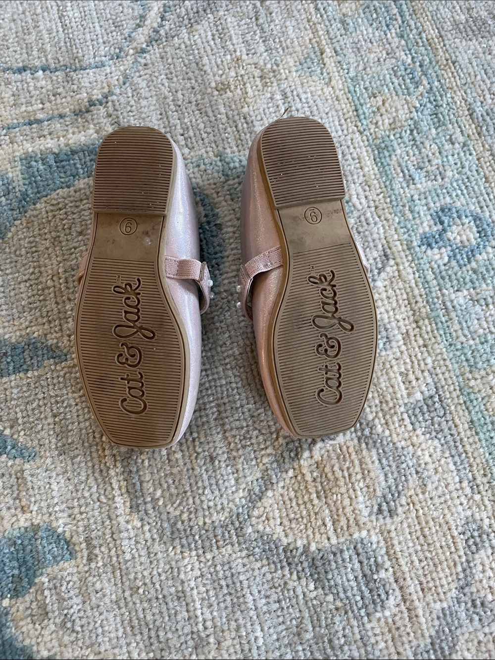 Cat & Jack Iridescent Pink Pearl-Trim Mary Jane Flats - Picture 2 of 3